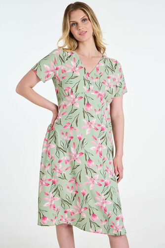 Woven Watercolour Floral Print Tea Dress